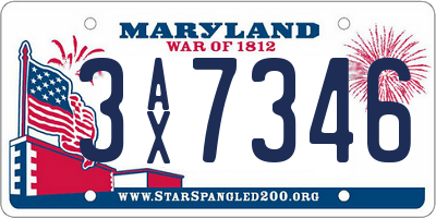 MD license plate 3AX7346