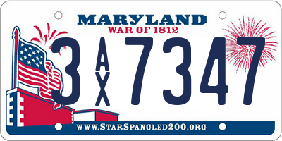 MD license plate 3AX7347