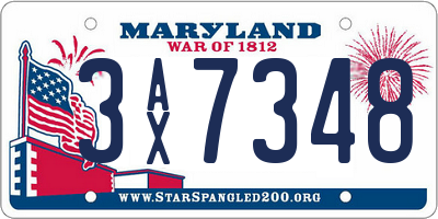 MD license plate 3AX7348