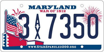 MD license plate 3AX7350