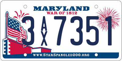 MD license plate 3AX7351