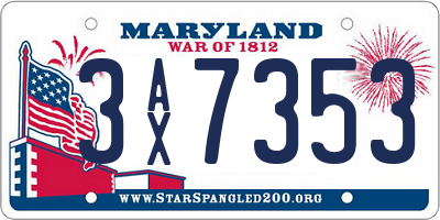 MD license plate 3AX7353