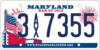 MD license plate 3AX7355