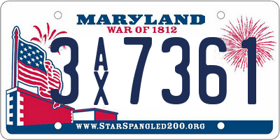 MD license plate 3AX7361