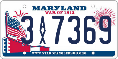 MD license plate 3AX7369