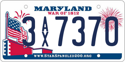 MD license plate 3AX7370