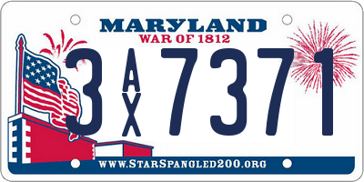 MD license plate 3AX7371