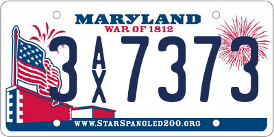 MD license plate 3AX7373