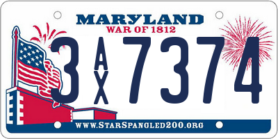 MD license plate 3AX7374