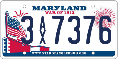MD license plate 3AX7376