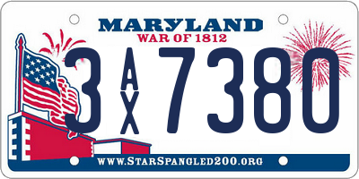 MD license plate 3AX7380