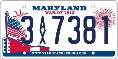 MD license plate 3AX7381