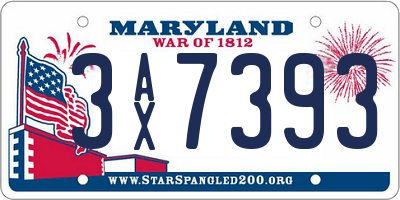 MD license plate 3AX7393