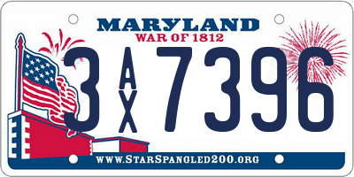 MD license plate 3AX7396