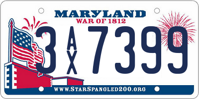 MD license plate 3AX7399