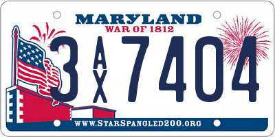 MD license plate 3AX7404