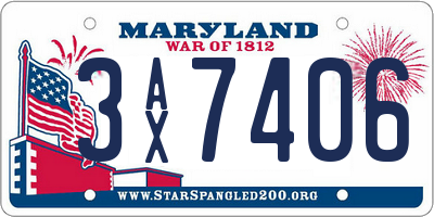 MD license plate 3AX7406