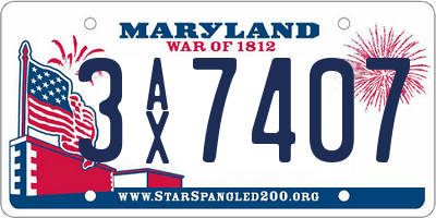 MD license plate 3AX7407