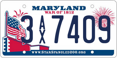 MD license plate 3AX7409
