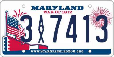 MD license plate 3AX7413