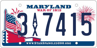 MD license plate 3AX7415