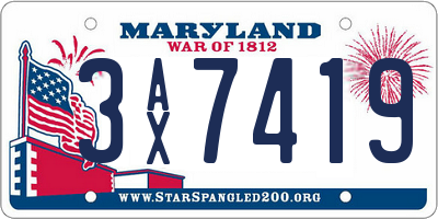 MD license plate 3AX7419
