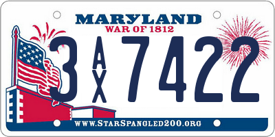 MD license plate 3AX7422
