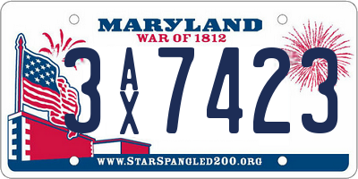 MD license plate 3AX7423
