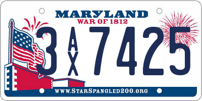MD license plate 3AX7425