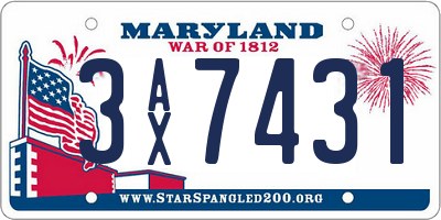 MD license plate 3AX7431