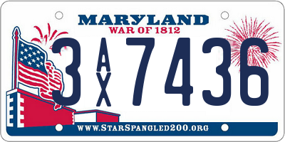 MD license plate 3AX7436