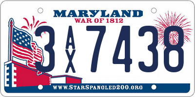 MD license plate 3AX7438