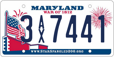 MD license plate 3AX7441