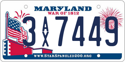 MD license plate 3AX7449