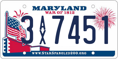 MD license plate 3AX7451
