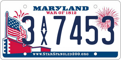 MD license plate 3AX7453