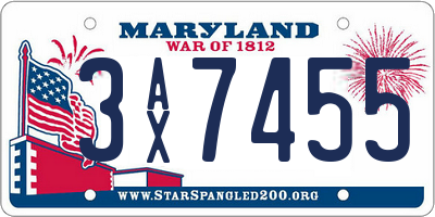 MD license plate 3AX7455
