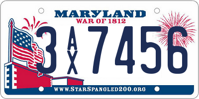 MD license plate 3AX7456
