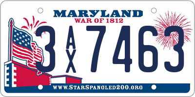 MD license plate 3AX7463