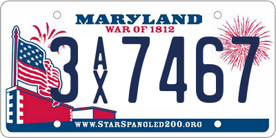 MD license plate 3AX7467