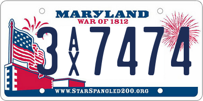 MD license plate 3AX7474