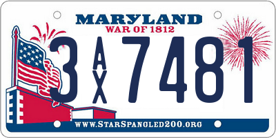 MD license plate 3AX7481