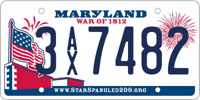 MD license plate 3AX7482