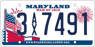 MD license plate 3AX7491