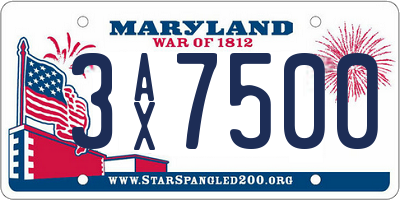 MD license plate 3AX7500