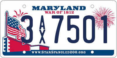 MD license plate 3AX7501