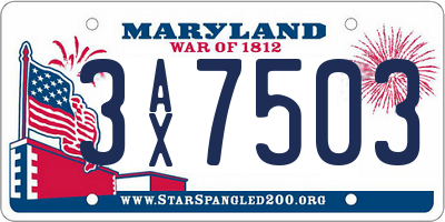 MD license plate 3AX7503