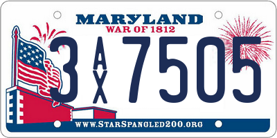 MD license plate 3AX7505