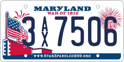 MD license plate 3AX7506