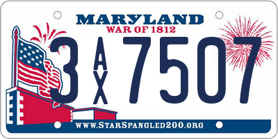 MD license plate 3AX7507